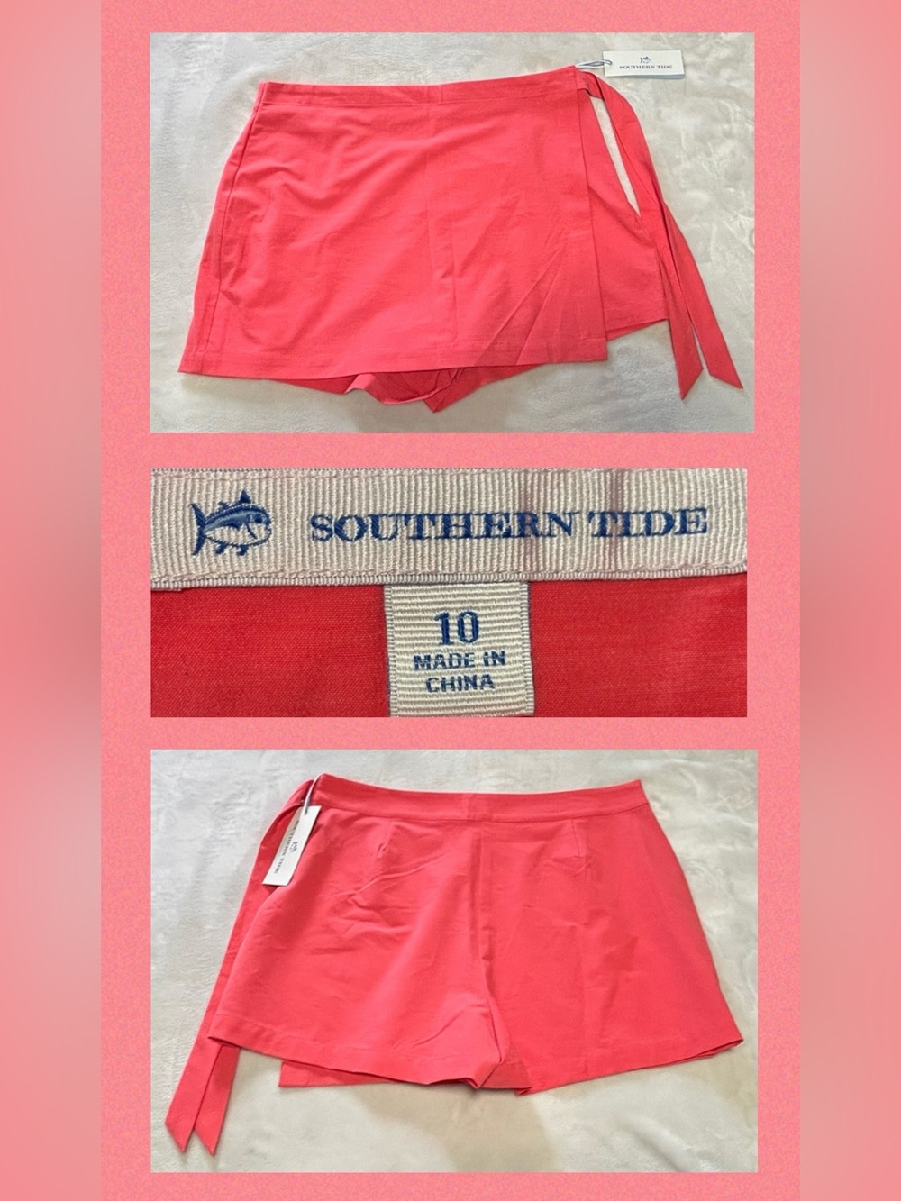 NWT Southern Tide Heather Performance Wrap Skort Cabana Pink Size 10 $78